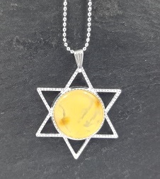 Gintaro pakabukas „Dovydo žvaigždė“ su grandinėle